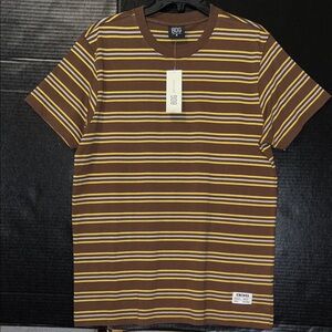 BDG Men's Tee with Brown and Yellow Stripes